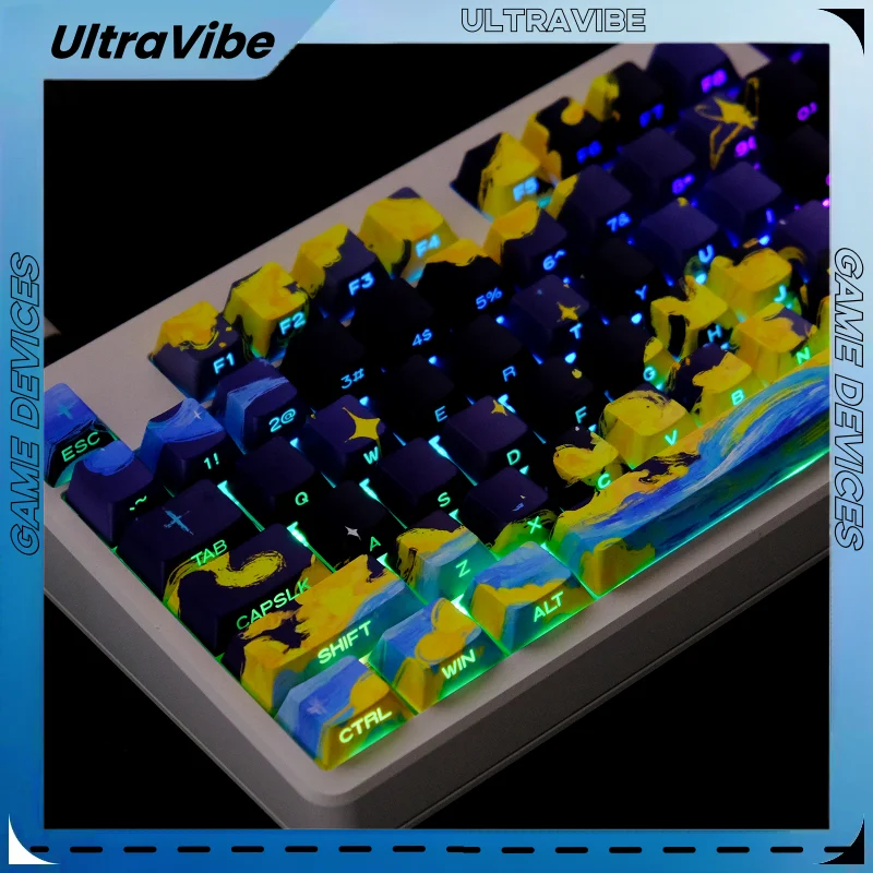 New Moon God Oil Painting Theme Keycaps Original Personality Side Carving Transparent Cherry Height Mechanical Keyboard Keycaps