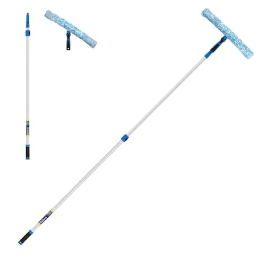 

Unger Professional Connect and Clean 18-захватный скруббер для окон из микрофибры с 8-полюсной бытовой очисткой поверхности стекла высокого доступа