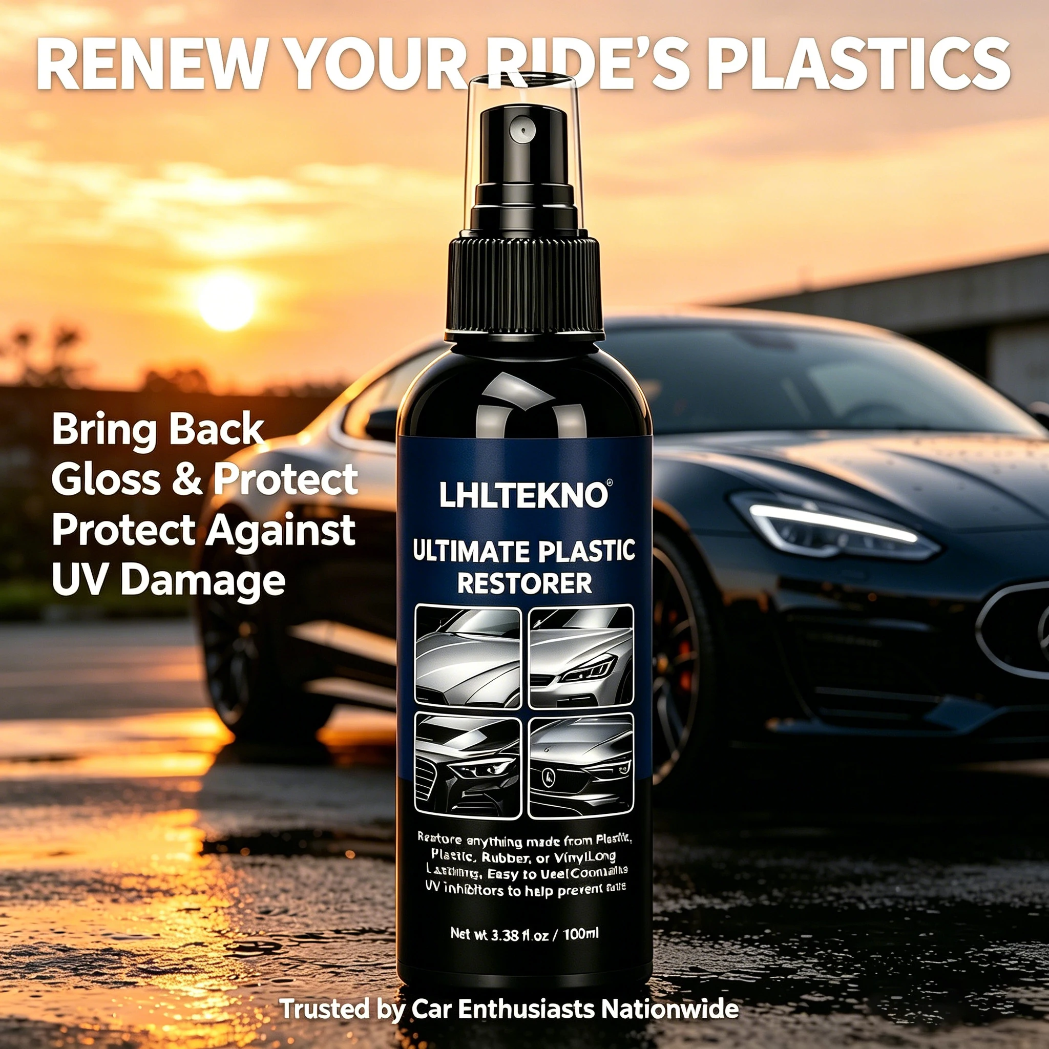 Ultimate Car Plastic Restorer Agent Quick Restore Faded Black Plastic Rubber Vinyl Trim Refurbish Coating Long Lasting UV Protec