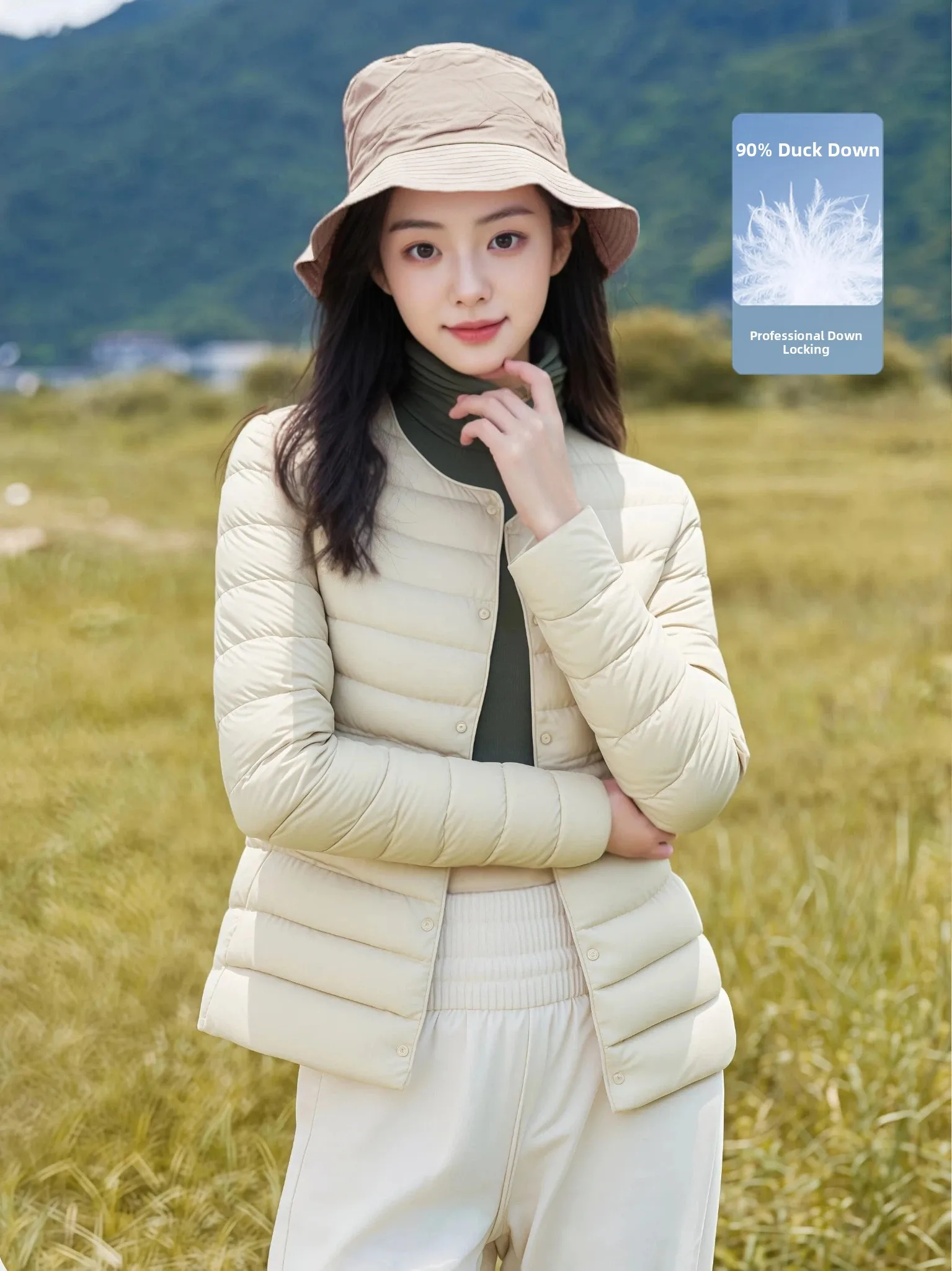 

Banana Guest Winter 2025 Women's Lightweight down Jaet White Du Feather Inner Vest Warmth Faionable Commute Sle