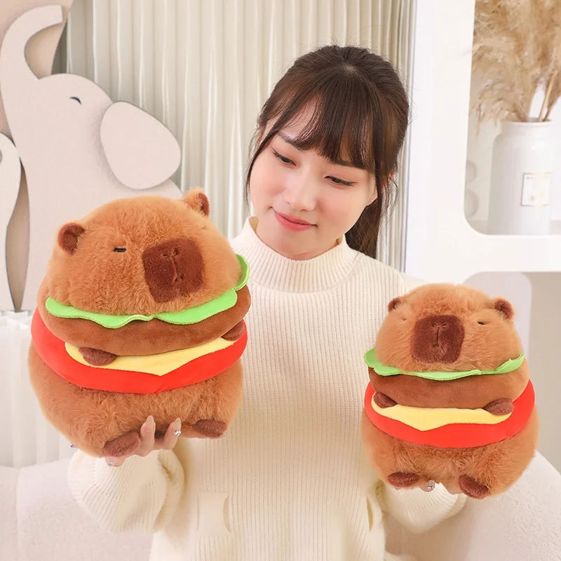 20/28CM Hamburger Capibara Plush Toy Capibara Plush Stuffed Animal Doll Hamburger Shaped Soft Pillow Kawaii Birthday Xmas Gifts