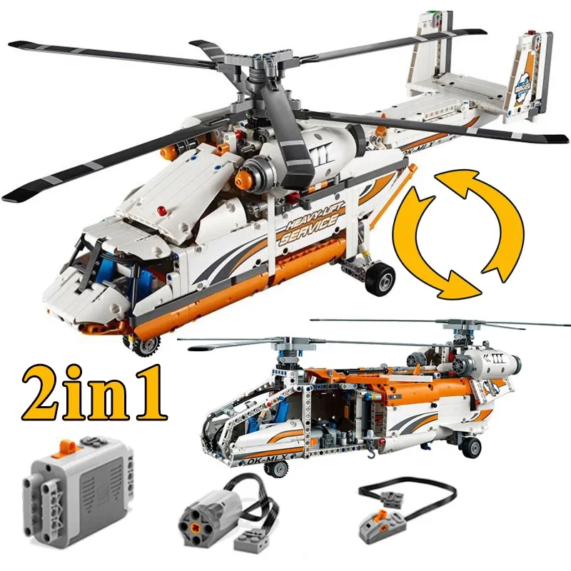 

1042Pcs Technical Heavy Lift Helicopter Building Blocks 42052 42145 Electric Motor Assemble Bricks Toys Gifts For Kids Boy