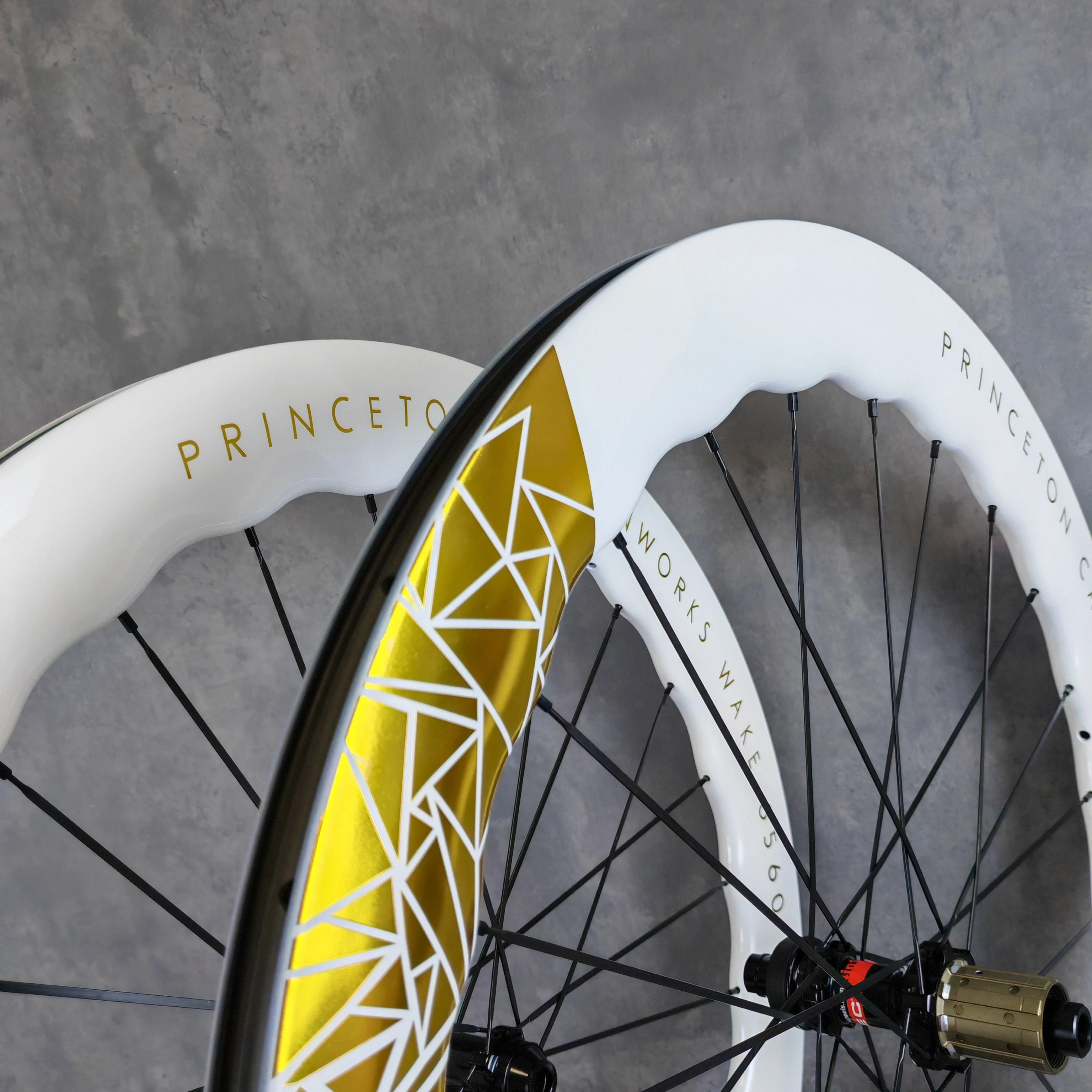 Princeton Carbon Road Bike Wheelset,Disc Brake, Thru Axle, Tubeless, Tubular Wheels, UD Glossy , White Gold Logo,go,shiman0 11v,