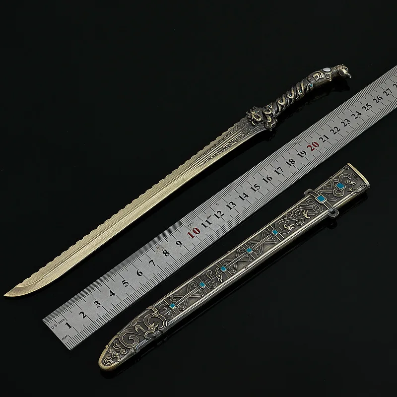28cm/11.02in Fengshens Yanyi Filme Arma Periférica Modelo Deng Chan Yu Espada de Metal com Bainha Brinquedo Artesanato para Presentes de Meninos