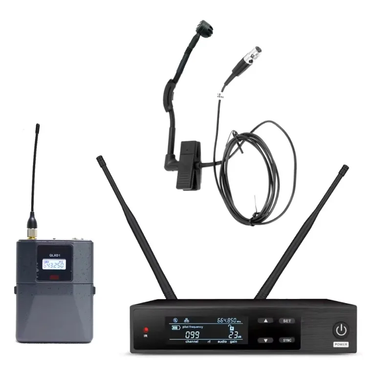 Beta98 Wireless Microphone System Music Instrument QLXD4 Receiver BodyPack 4Pin Brass Percussion Lapel Gooseneck Mic
