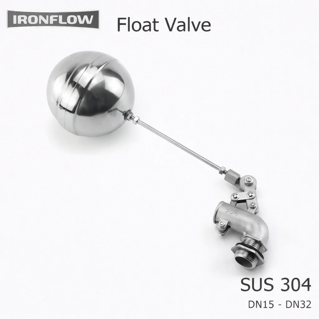 1/2'' 3/4'' 1'' DN32 304 Stainless Steel Adjustable Float Valve Bend Elbow Floating Ball Switch for Water Tank Cistern Tower