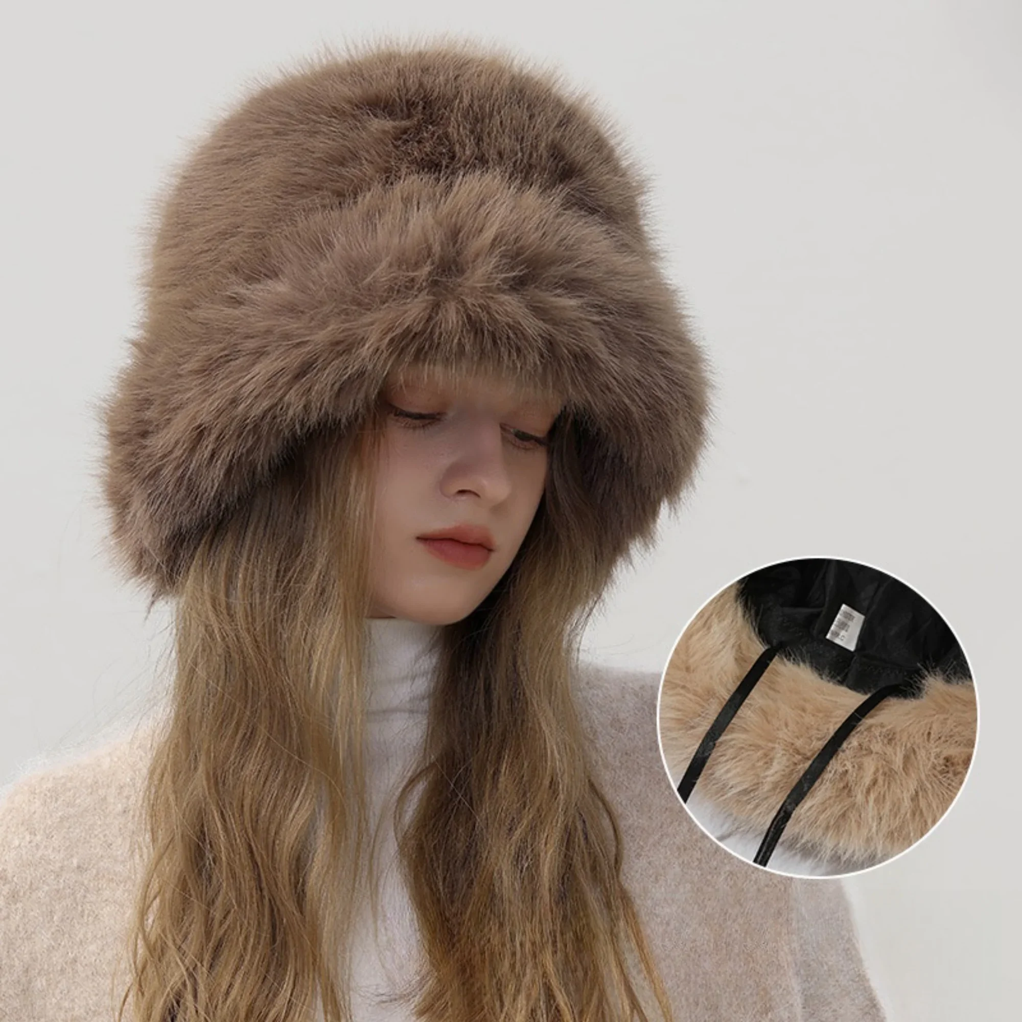Perfect Thicken Faux Fur Fluffy Bucket Hat Keep Warm Winter Hat Panama Cap Fancy Top hat Photography Formal Hat for Ladies Women