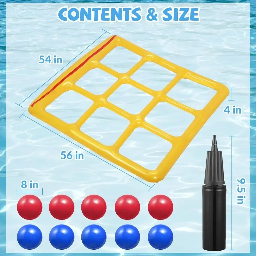 Conjunto de brinquedos aquáticos de pvc, lance macio, 10 bolas, conjunto de jogos de brinquedo para piscina, equipado com uma bomba de ar, adequado para 2 a 10 jogadores