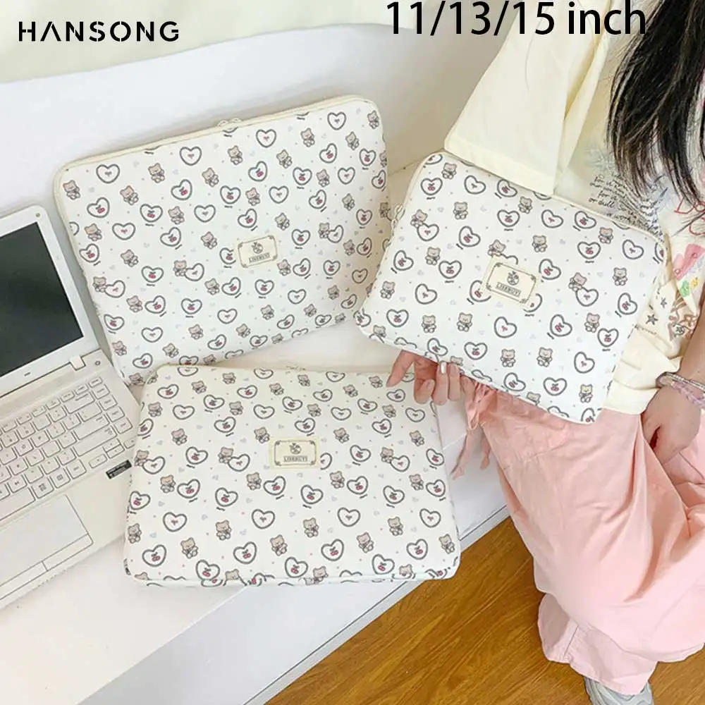 

Противоударная сумка для ноутбука с белым принтом медведя для планшетов 11 дюймов, 13 дюймов, 15 дюймов, совместимая с iPad, Samsung, Huawei, портативный чехол для ноутбука