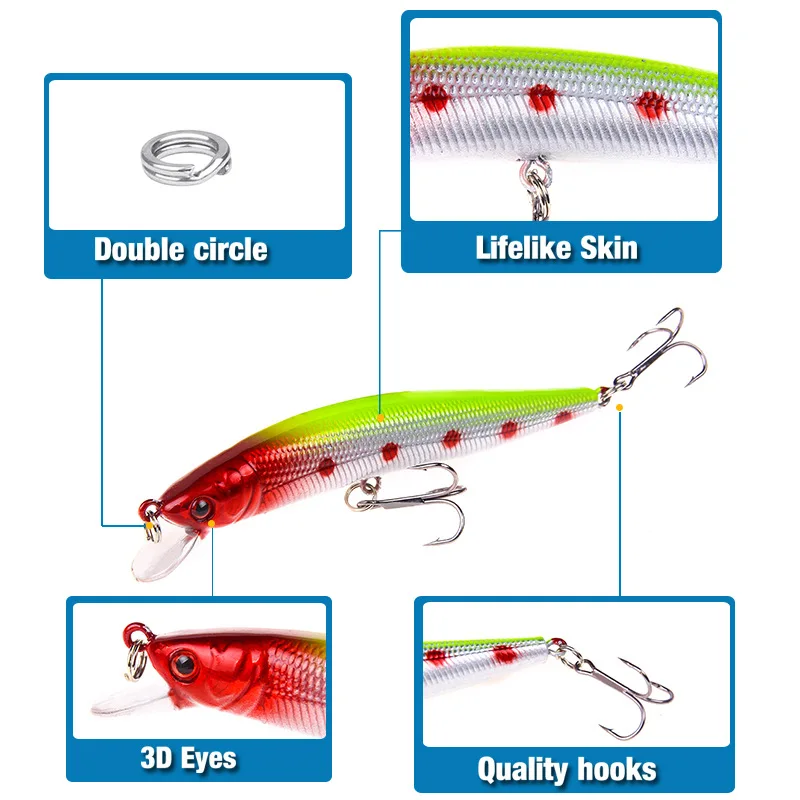 10cm 8g Minnow Hard Bait Fishing lures Wobbler Isca Artificial Baits Swimbait Plastic Crankbait 3D Eyes Lure Fishing Tackle