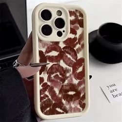 Seksi kız kırmızı dudaklar mat kılıf iPhone 11 12 13 14 Pro Max 15 16 Pro Max X XR XS Max 7 8 artı SE 2020 yumuşak TPU arka kapak