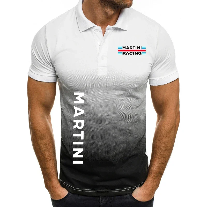 2024 Summer Streetwear Cotton Men Polo Shirt Martini Racing print Custom men's T-shirts gradient Casual Fashion new golf shirt