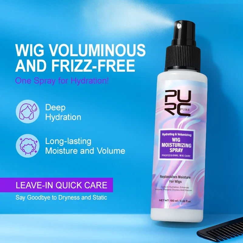 PURC Leave-In Hair Conditioner Spray Wig Moisturizing Keratin Smoothing Anti-Frizz Static Electricity Hair Care 100ml/3.38 fl.oz
