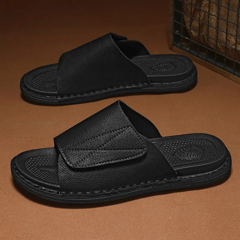 Men's Summer One Strap Casual Slippers, All Match Soft Bottom Non Slip Male Footwear For Daily Use