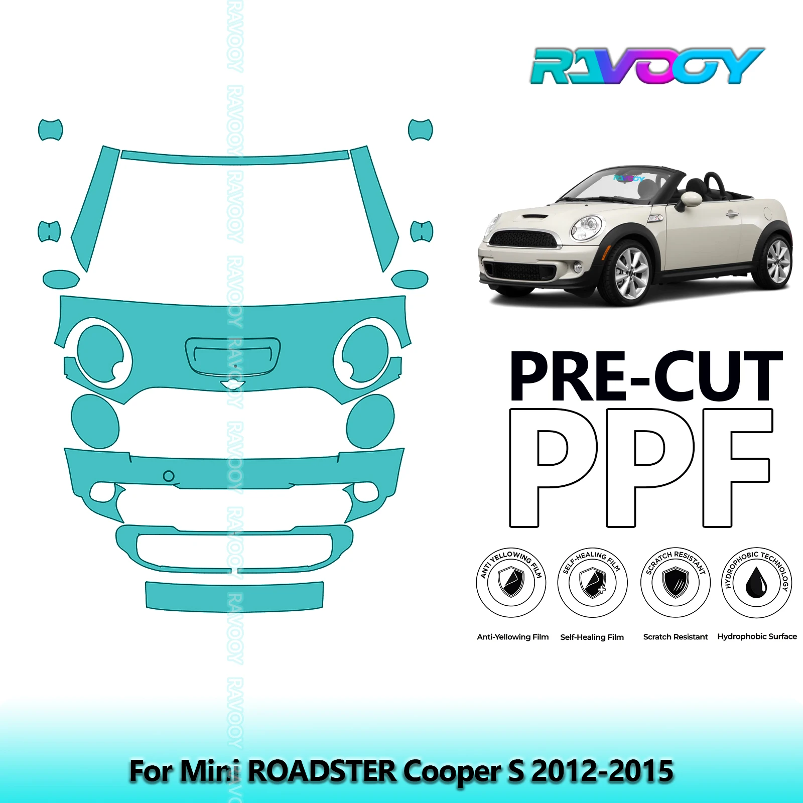 

Car Front Kit Clear Bra Precut PPF Paint Protection Film For Mini ROADSTER Cooper S 2012-2015