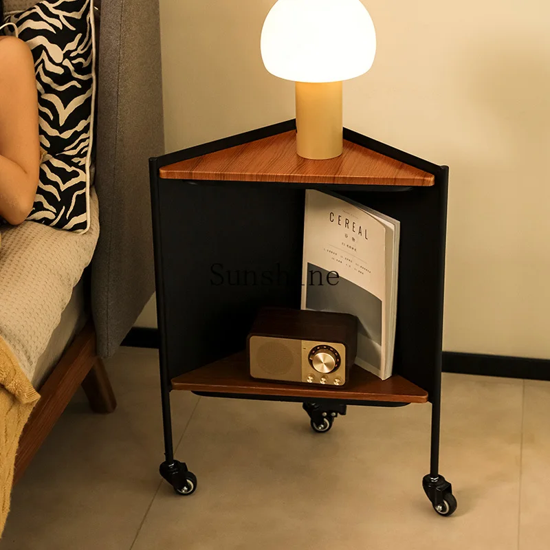 

Personalized triangular design movable cart small household bedside storage cabinet