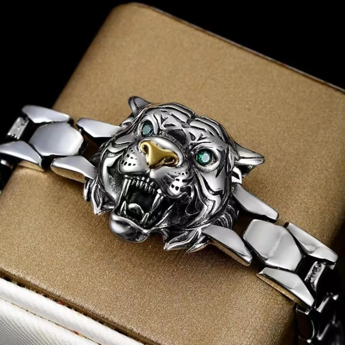 

Bracelet Tiger Loyalty For Men's Brave Power Bracelets Man Boss Chain Bangles Trendy Punk High Quality Jewelry Set Accessories