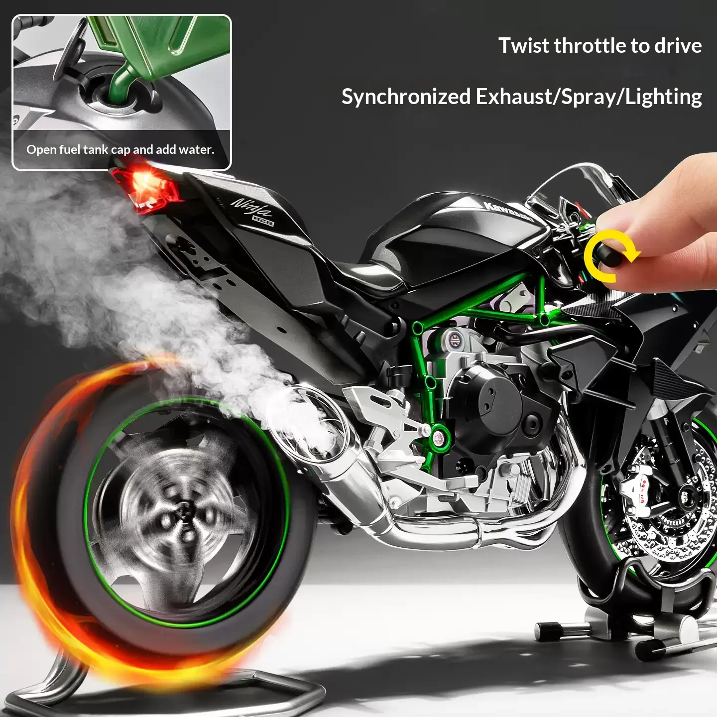 

Модель мотоцикла Kawasaki H2R 1:9, имитация из сплава, ручная работа, украшение, игрушка для мальчика, подарок.