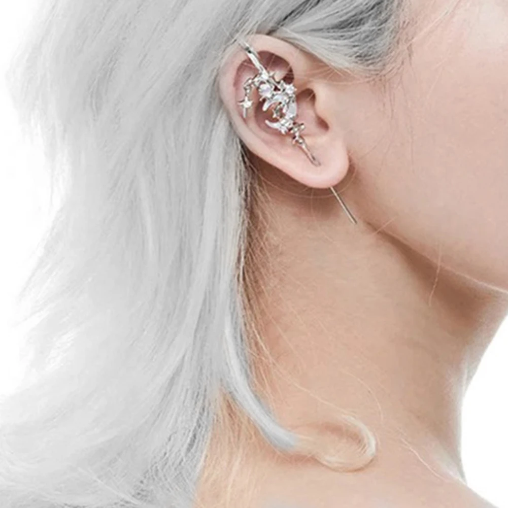 Women's Delicate Moon Ear Hook Piercing Earrings, Charming Gift