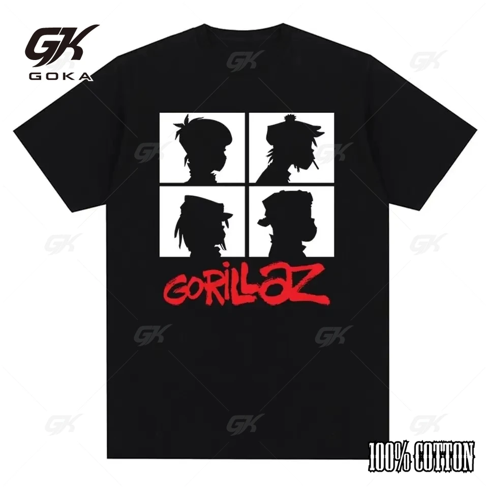 2024 New fashion band Gorillazs Punk Rock Print T-shirt 90s casual fashion short sleeve plus size T-shirt for both men and women