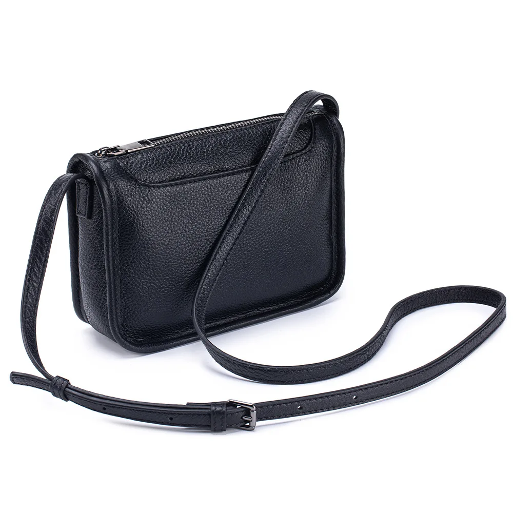 

Women's Full-Grain Leather Crossbody Handbag - Lightweight Small Square Phone Bag City Strolling Stylish Everyday Purse