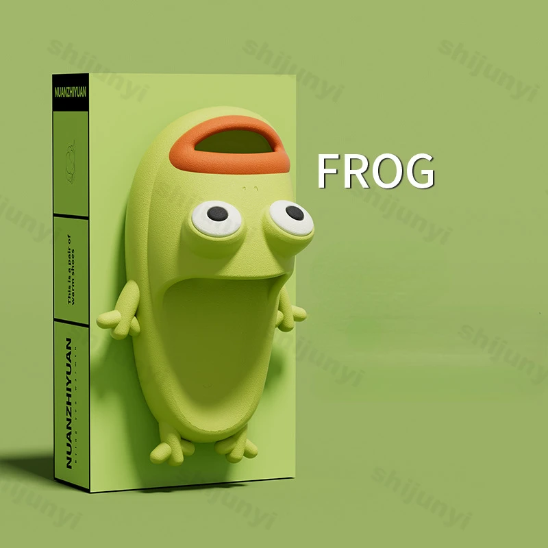 

Women New Cute Frog Slippers Female Male Summer Cartoon Shoes Couples Funny Indoor Bathroom Outdoor Slides Platform Footwear