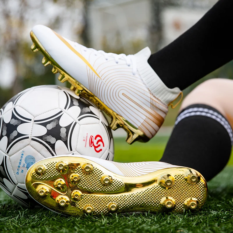 Sapatos de futebol AG Long Spikes para adultos e adolescentes, botas de futebol resistentes ao desgaste, tênis de treinamento ao ar livre, antiderrapante