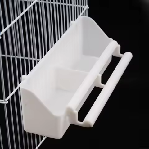 Bird Food Feeder Parrot Hanging Food and Water Bowl Double Grid Food Dispenser For Parrots Parakeets Pigeons