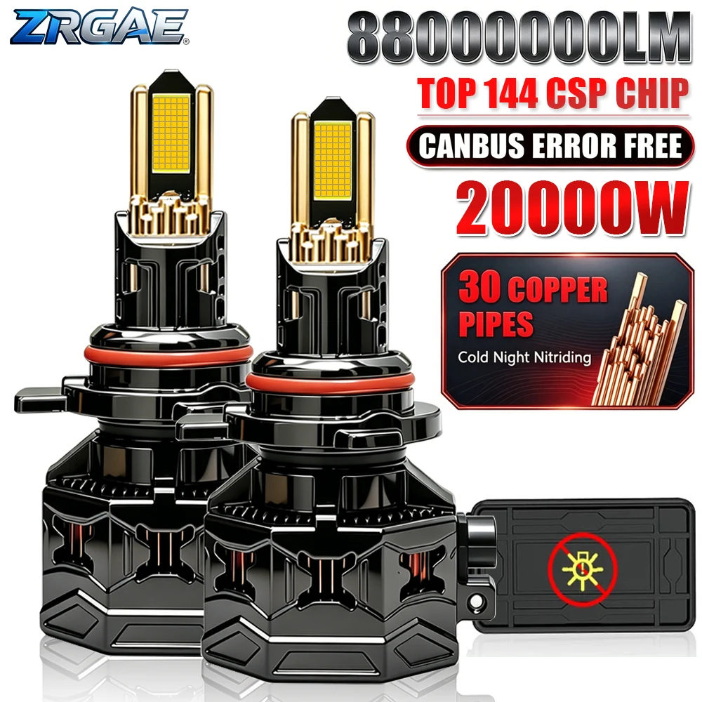 

20000W H7 LED Headlight CANbus H4 H11 H8 H9 H1 9005 HB3 9006 HB4 HIR2 9012 LED Car Bulbs 30 Copper Tubes Turbo Fog Lamps 6000K