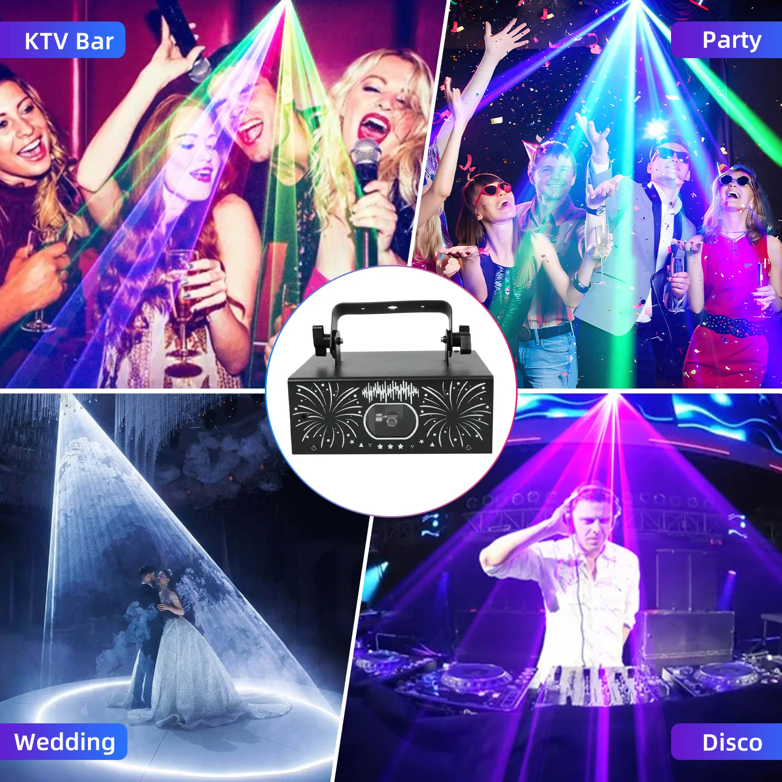 

RGB DJ voice controlled light DMX512 stage, animated pattern holiday party atmosphere light, suitable for Christmas, weddings