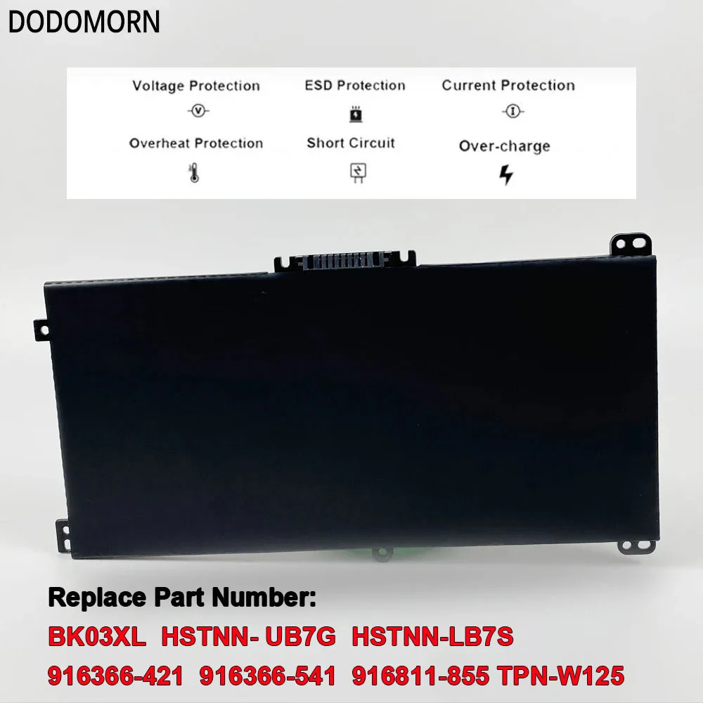 DODOMORN BK03XL Laptop Battery For HP Pavilion X360 14 14m 14-ba001ns 14-ba033tx 14m-ba011dx HSTNN-UB7G 11.55V 41.7Wh 3615mAh