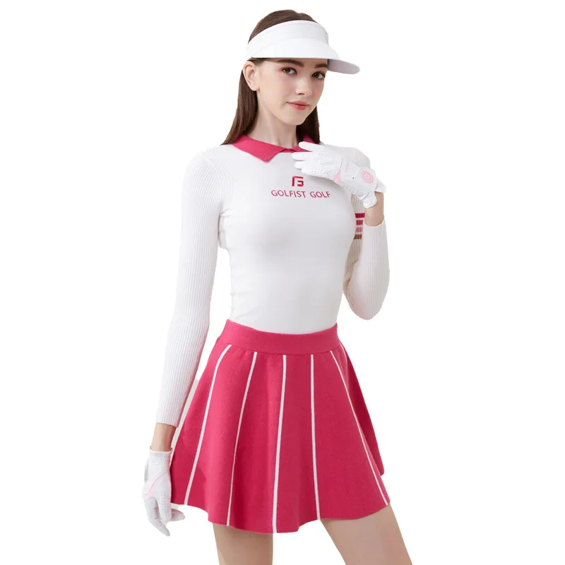 Golf Women's Spring Autumn and Winter Clothing Thin Knitted Set Sweater Short Skirt Skirt Skirt Skirt Comfortable Half Skirt New