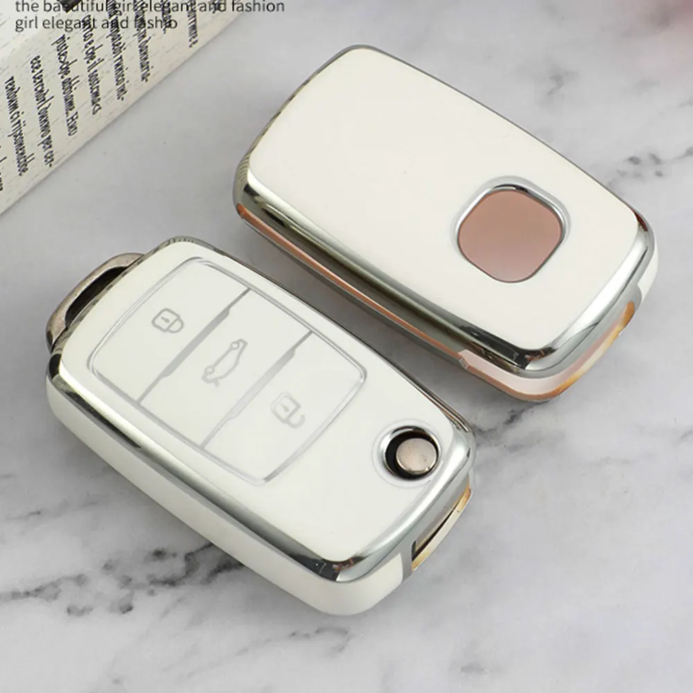 غطاء مفتاح السيارة عن بعد لسيارة Volkswagen VW Polo Golf Passat TiguanBeetle Caddy T5 Up Eos سكودا اوكتافيا سيات ليون ألتيا فوب