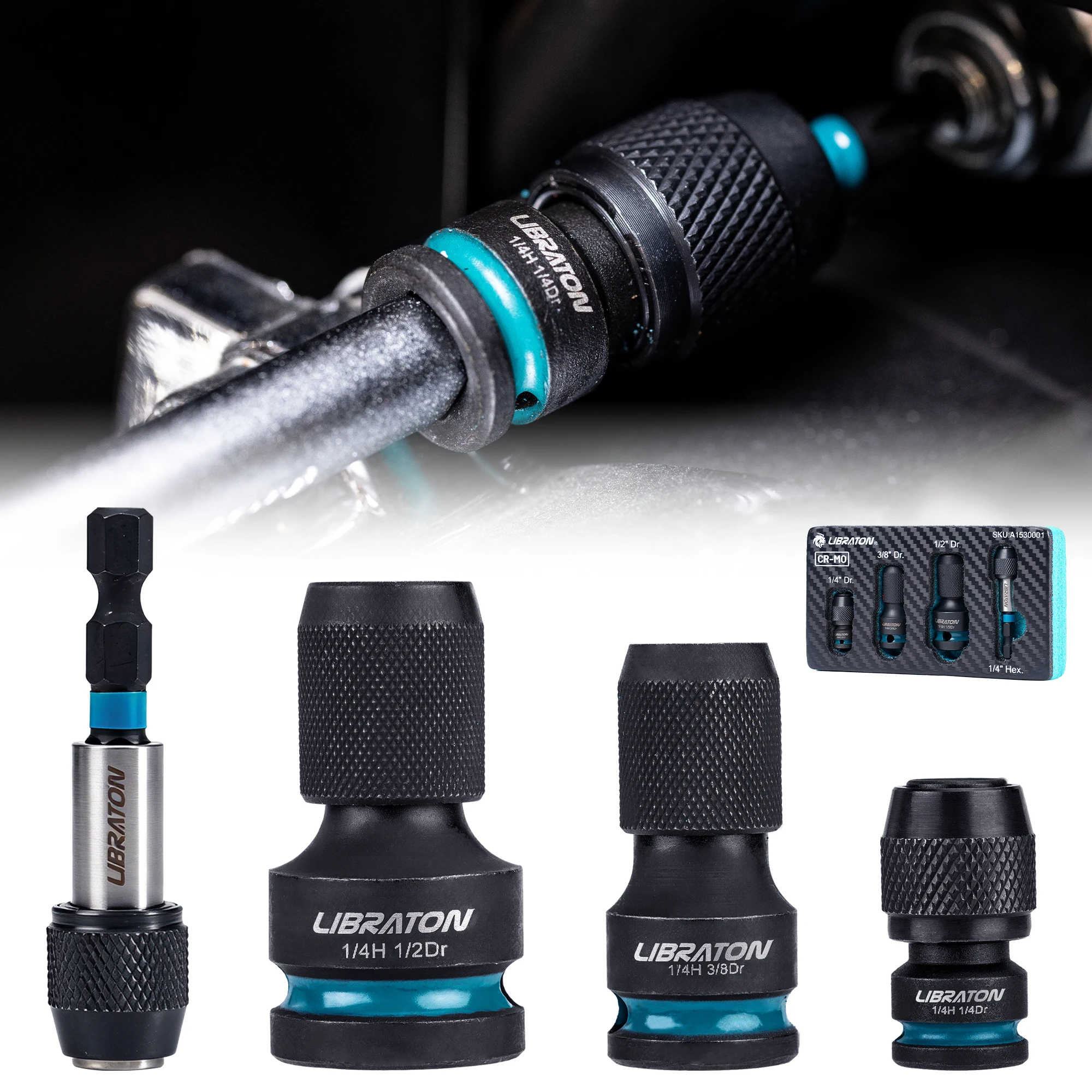 

Набор из 4 универсальных быстросменных адаптеров для ударных гайковертов: 1/4, 3/8, 1/2 дюйма, держатели для бит