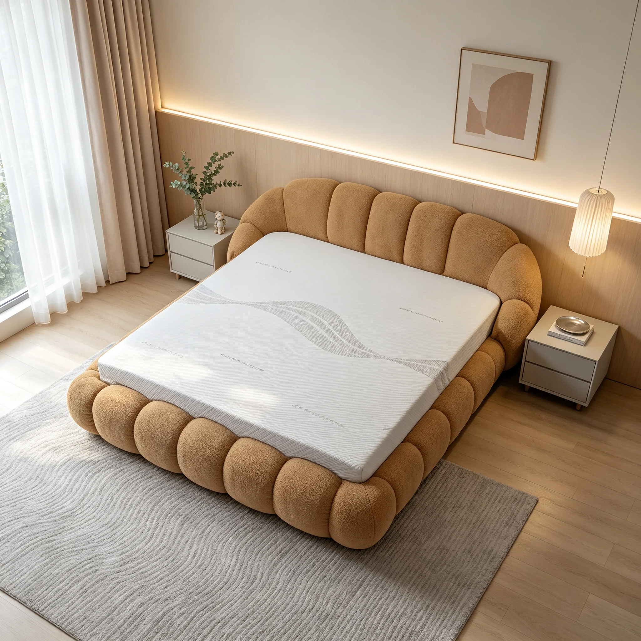 #Modern Luxury Soft Bed Roll High-Density Sponge Mattress Set No Installation Required Ground-Mounted Box Packaging Villa Bedroo