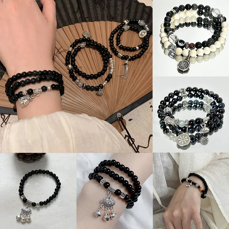 High Grade Sense Vintage Personality Hand Jewelry Gift Chinese Style Mountain Ghost Spending Beaded Bracelet Female Light Luxury