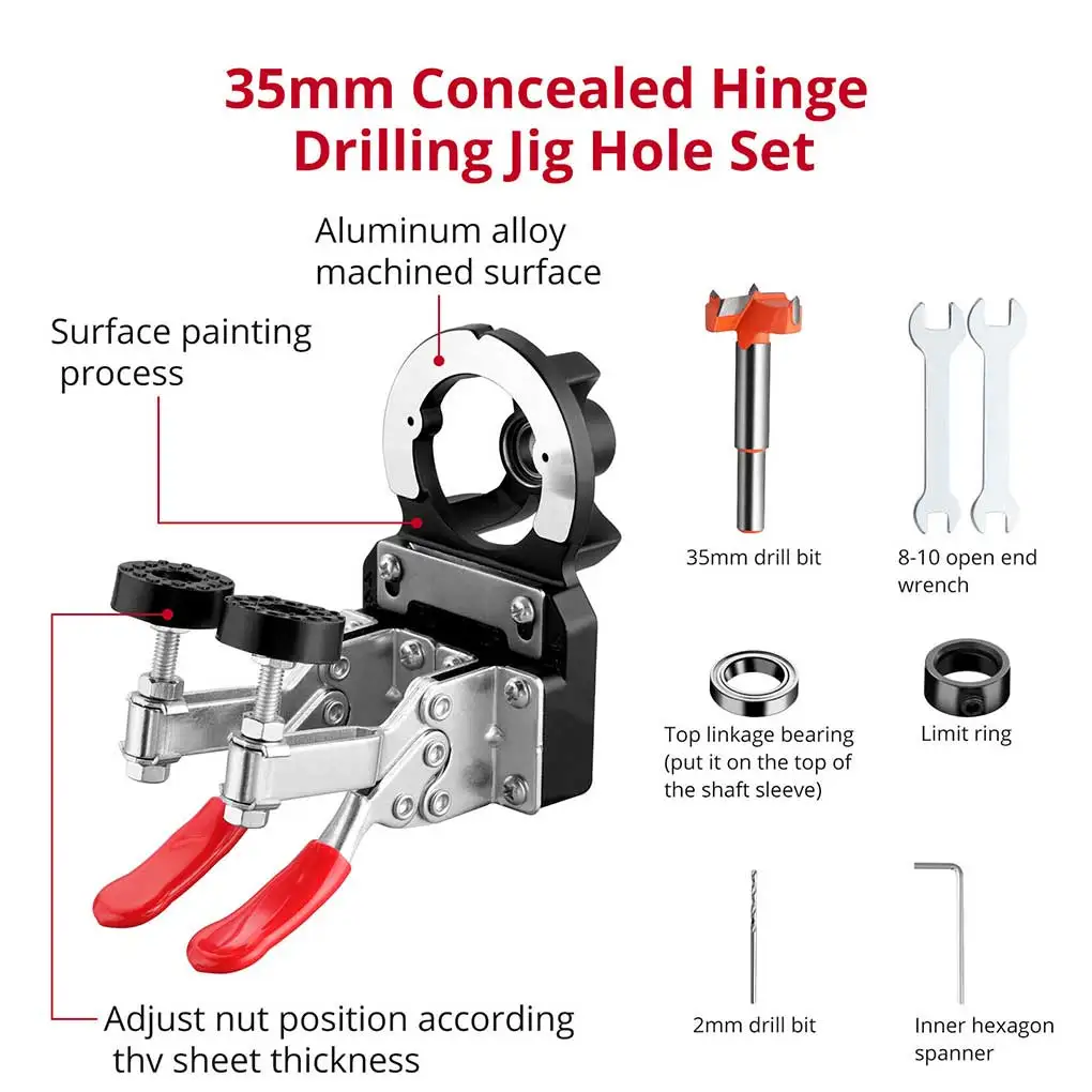 

Hole Positioner Drilling Guide Hinge Opener Woodworking Supplies Aluminum Alloy Fine Workmanship High-strength