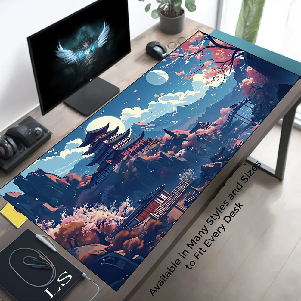 

Pink Japan Full Moon Desk Mat, Japan Mouse Pad, Japanese Mousepad, Asian Desk Mat, Decor, Japan Office Aesthetic