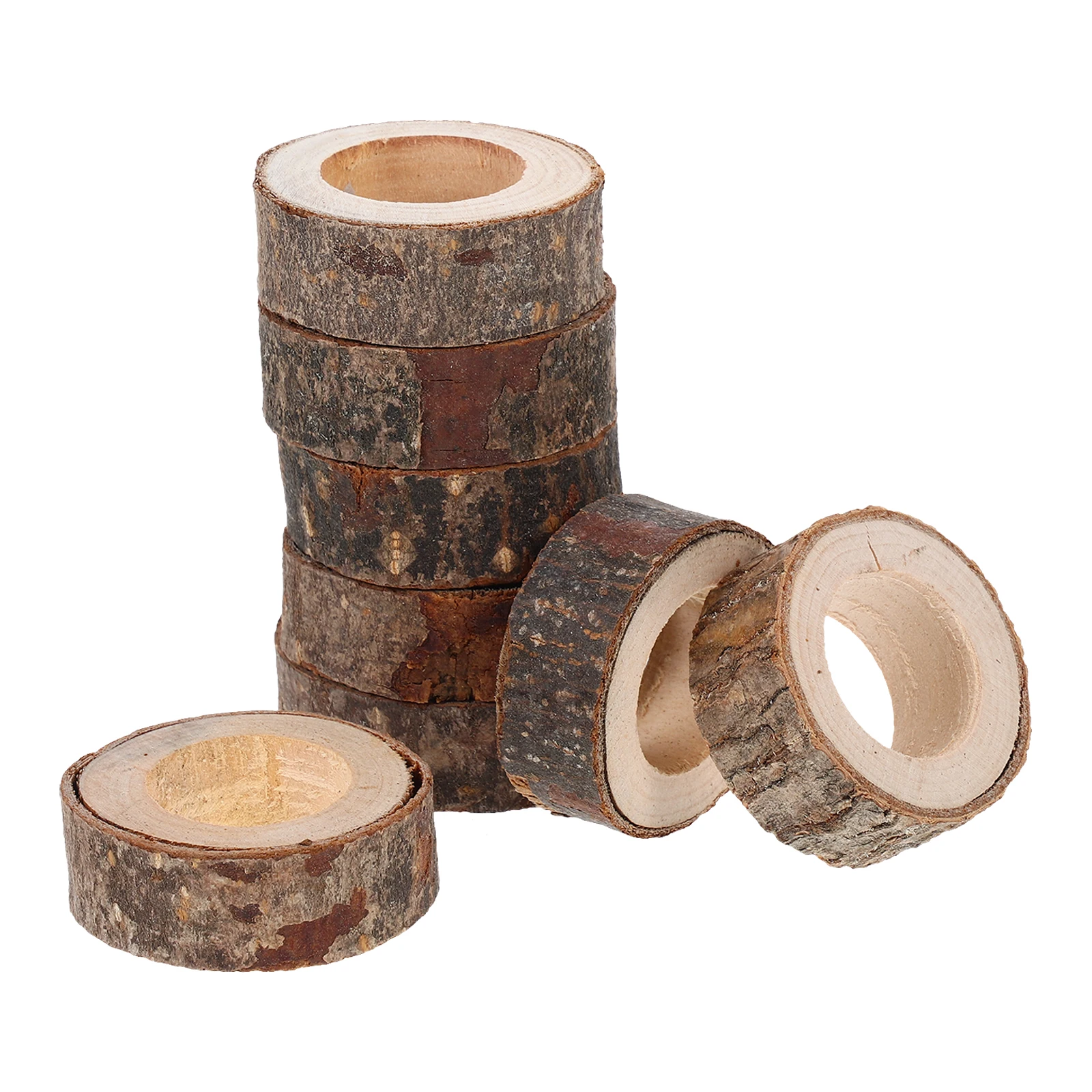 

8Pcs Natural Unfinished Wooden Napkin Rings Durable for Wedding Parties Banquets Dinner Decorations Circle Wood Pendants