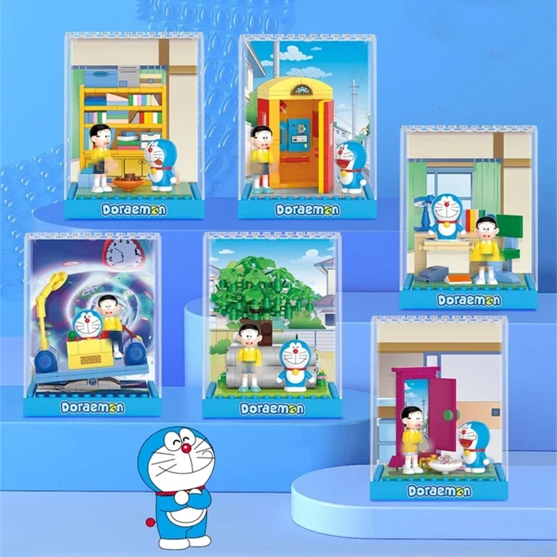 BALODY Doraemon building blocks Nobita Nobi micro scene model time machine hand-made kawaii childrens assembly toy birthday gift