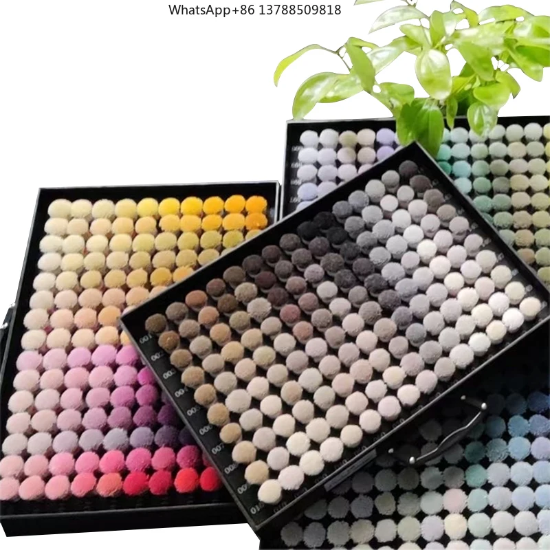 Factory Made Customized 600 Wool Shades Color Pom Box Color Palette for Hand Tufted Carpets