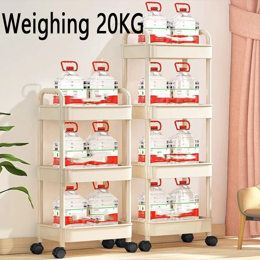 3/4 Tier Mobile Storage Rack Trolley Organizer With Wheels Plastic Kitchen Organizers Household Cart Mobile Trolley Bookshelf