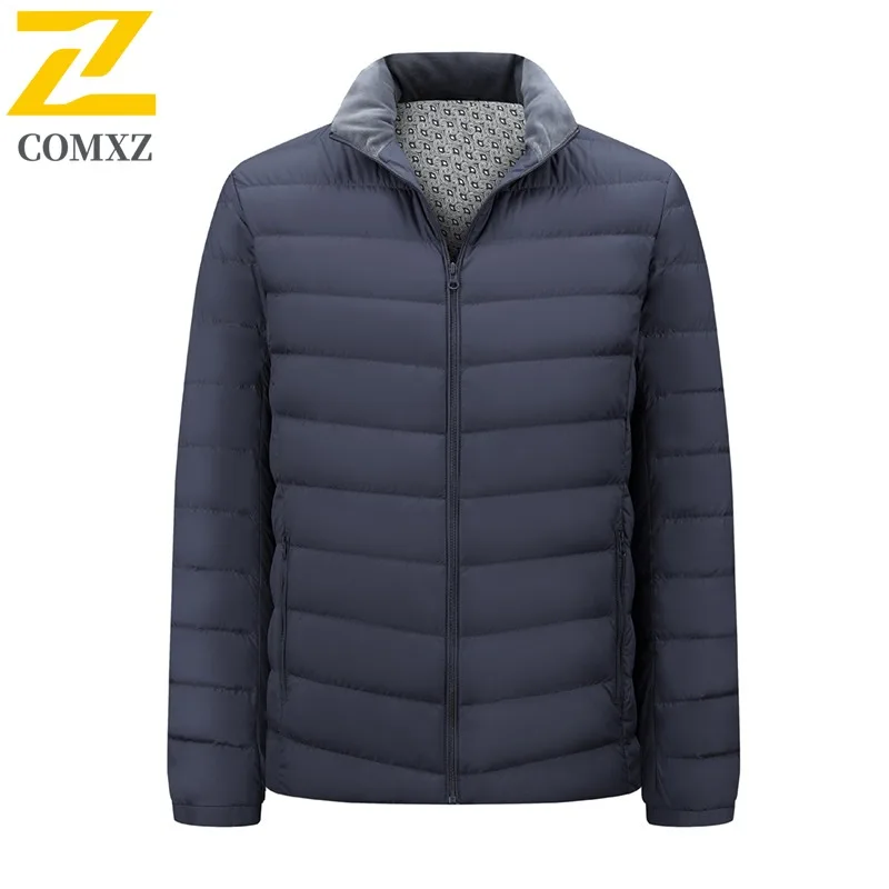 COMXZ Men Parker Coat Lightweight Solid Color Simple Ski Travel Warm Hiking Cotton-Padded Jacket Windproof Street Puffer Jacket
