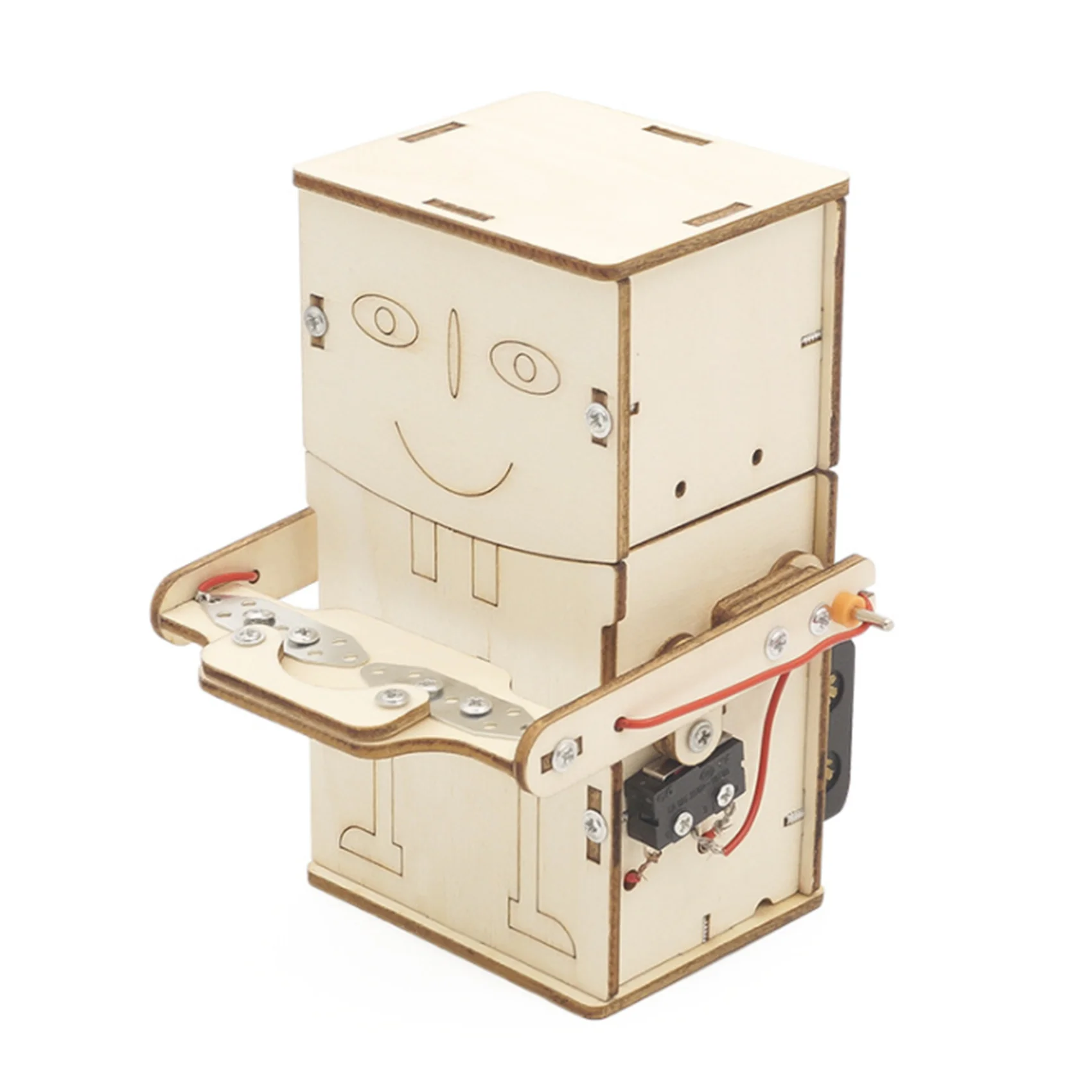 DIY Coin Swallowing Robot Box Science Experiment Wooden Kits Electronic Assemble Stem Model School Toys for Children