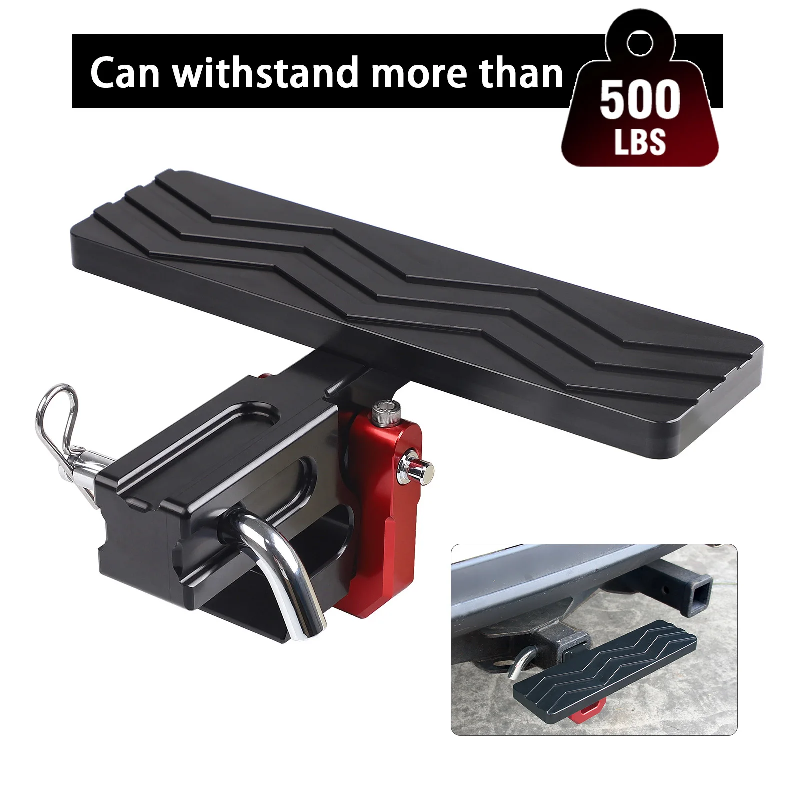 

With 3/4" D-Ring Shackle Combo Towing Recovery Bumper Step Hitch Slider For 2" Hitch Receivers Off-Road Vehicle Trucks Black