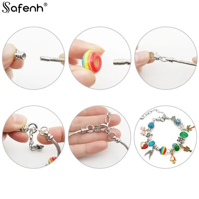 31/64pcs/lot Christmas Jewerly Making Kit Charm Bracelet Necklaces Present Pandora Alloy Beads Set DIY Child Bracelet Free Ship