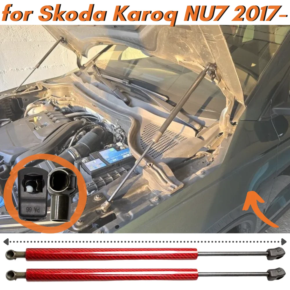 

Qty(2) Carbon Fiber Hood Struts for Skoda Karoq NU7 2017-2024 Front Bonnet Gas Springs Dampers Shock Absorber Lift Supports