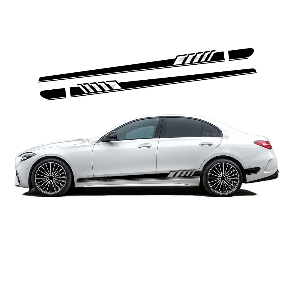 

2Pcs Edition 1 Car Door Side Stripes Skirt Sticker Decal For Mercedes Benz C Class S206 W206 AMG C63 2022-2024 Car Accessories