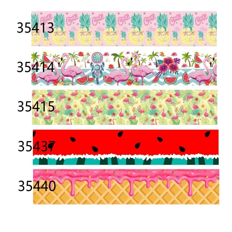 

Summer Grosgrain Cartoon Ribbon 25mm for Hairbows DIY Craft Materials Handmade 5Yards