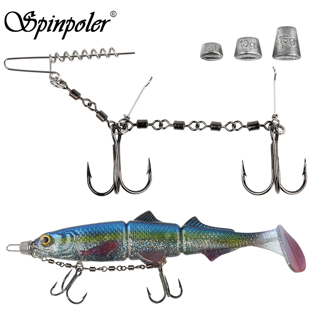 Spinpoler Swivel Stinger Rig Hook System 5g 10g 15g Sinker With Treble Hook Shallow Spro Screw For Soft Lures Pike Fishing